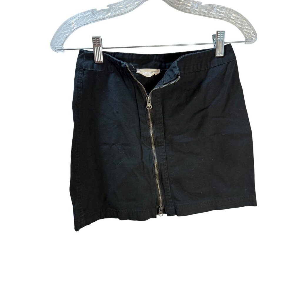 Black Cotton Zip-Front Mini Skirt Womens Size‎ S By Attent Tote